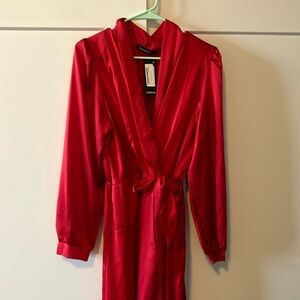 boohoo Satin Wrap Belted Maxi Dress